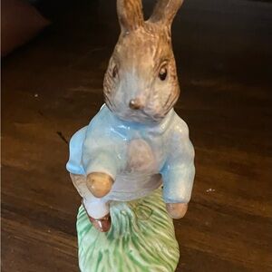 Whimsical Peter Rabbit Figurine with Blue Jacket